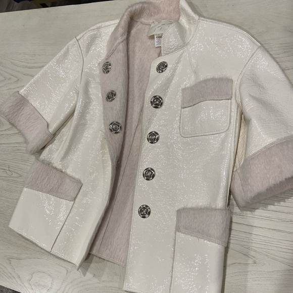 MARC JACOB VINTAGE LEATHER WOOL JACKET CREAM 0 - Picture 6 of 6